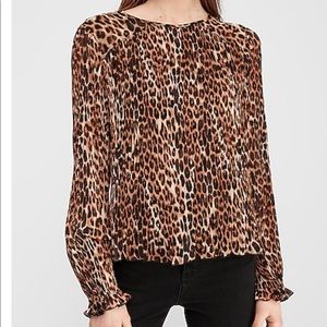EXPRESS LEOPARD PRINT PLEATED TOP XL